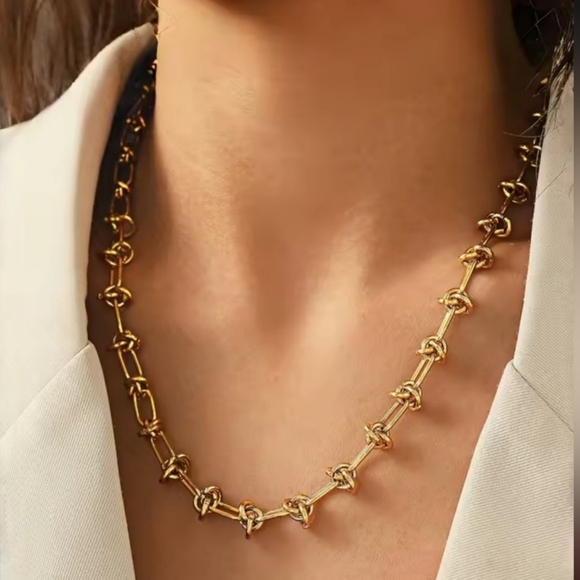 Anthropologie Jewelry - Gold Stainless Steel Waterproof Gold KnotJewelry Necklace